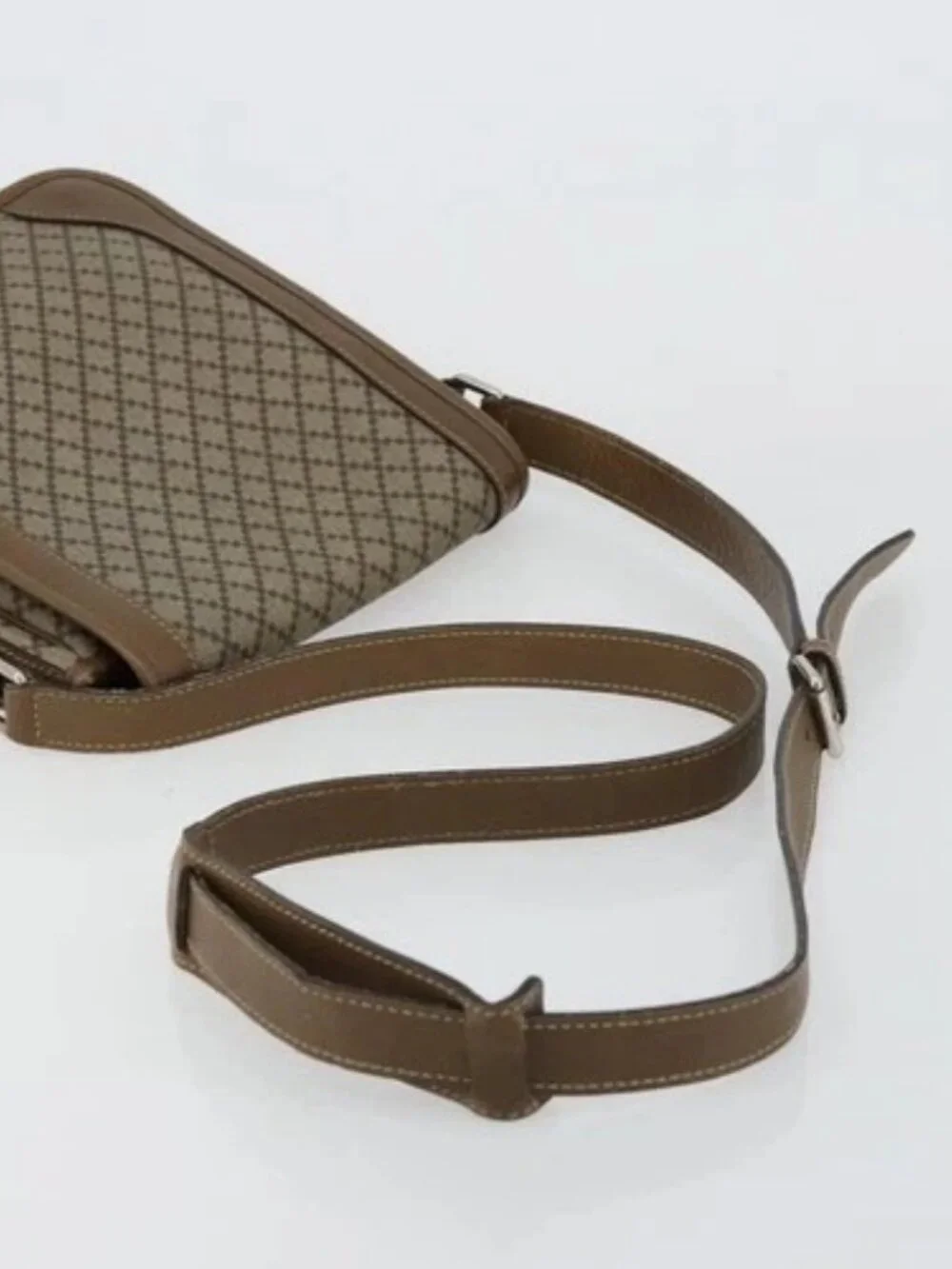 GUCCI Diamante Shoulder Bag Canvas Leather Brown Silver 295679 Auth ka4421